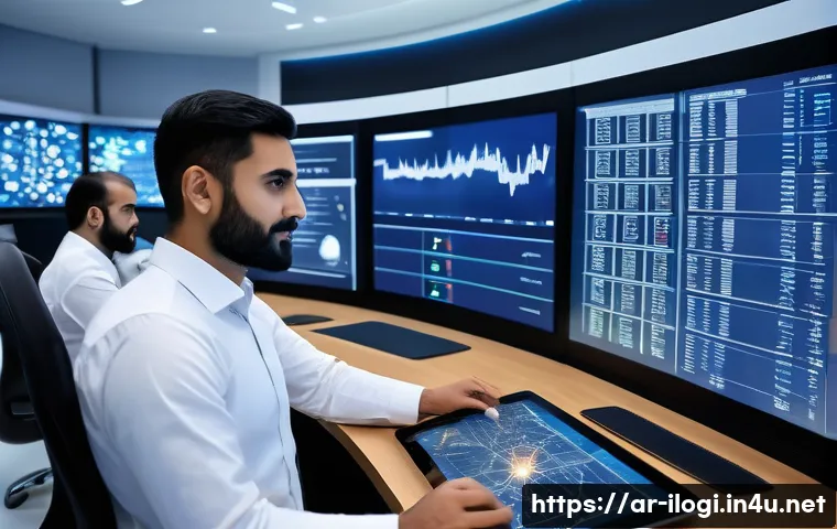 국제물류 관련 필수 소프트웨어 소개 - A sophisticated logistics control room featuring a diverse team of Middle Eastern professionals moni...