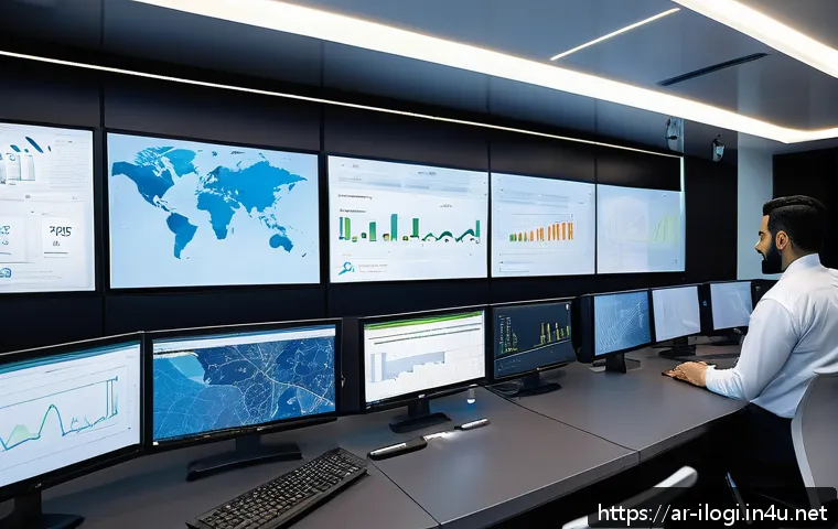 국제물류 실무에서 사용하는 소프트웨어 - A modern digital logistics control room in a Middle Eastern office setting, showing a diverse team o...